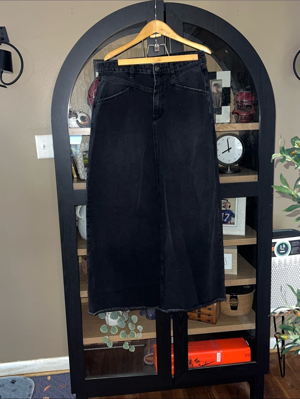 We the Free Black Denim Maxi Skirt 8